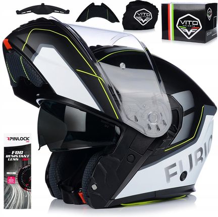 Vito Helmets Furio Fluo Mat Biały Szczękowy + Pinlock Blenda