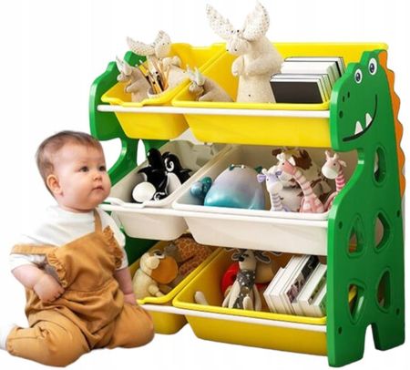 Ecarla Plastikowy Regał, Szafka Z Koszyczkami Dinozaur Organizer Na Zabawki