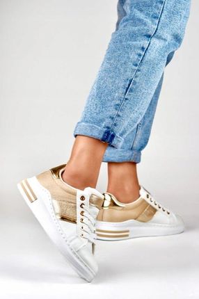 Casualowe Biało-Beżowe Sneakersy Damskie