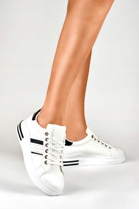 Klasyczne Czarno-Białe Sneakersy Damskie