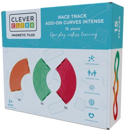 Cleverclixx - Klocki magnetyczne Race Track Add-on Curves Intense - 15 el.
