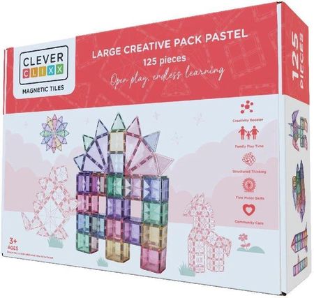 Cleverclixx - Klocki magnetyczne Large Creative Pack Pastel - 125 el.