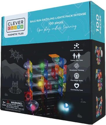 Cleverclixx - Klocki magnetyczne Ball Run Dazzling Lights Pack Intense - 100 el.