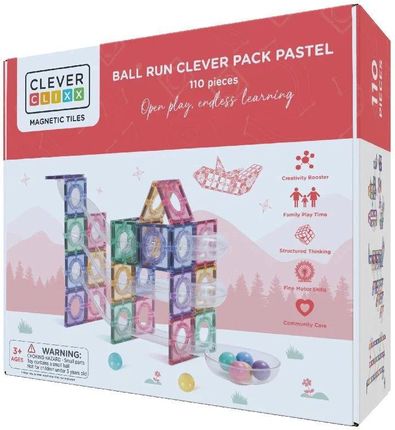 Cleverclixx - Klocki magnetyczne Ball Run Clever Pack Pastel - 110 el.