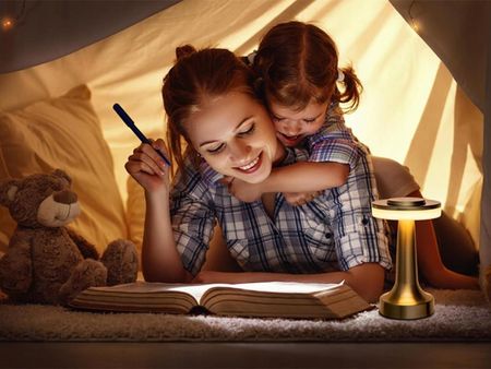 Lampka nocna stołowa dotykowa lampa 3 stopniowa do sypialni bezprzewodowa - zdjęcie 3