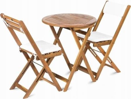 Vilde Zestaw Meble Balkonowe Drewniane Stół 2X Krzesła Poduszki 339124