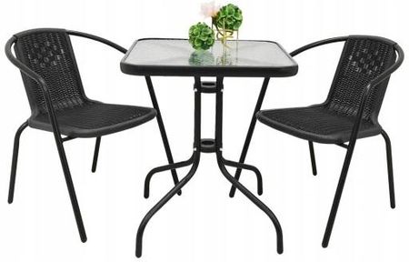 Kontrast Zestaw Mebli Ogrodowych Metal Czarny 2 Krzesła + Stolik 74656