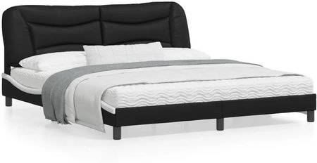 vidaXL Rama łóżka z LED czarno-biała 180x200 cm sztuczna skóra (3214189)