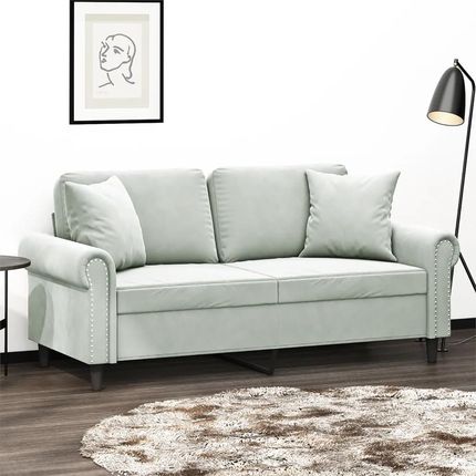 vidaXL 2-osobowa sofa z poduszkami jasnoszara 140 cm aksamit (3200945)