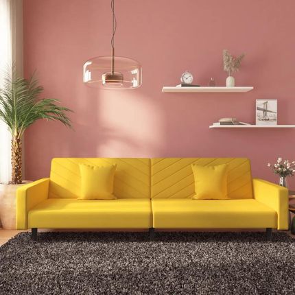 vidaXL 2-osobowa kanapa 2 poduszki żółta aksamitna (375924)