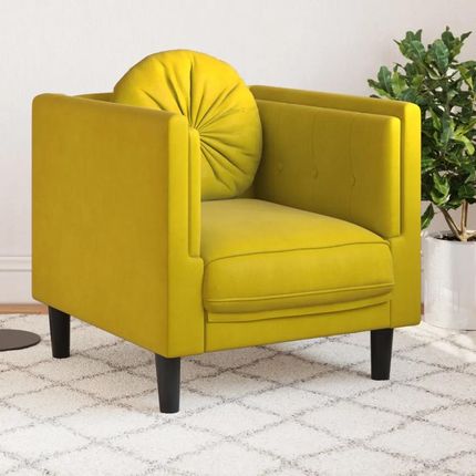 vidaXL Fotel z poduszkami żółty aksamit (372628)