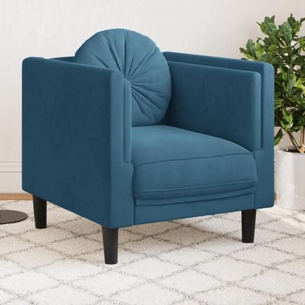 vidaXL Fotel z poduszkami niebieski aksamit (372630)