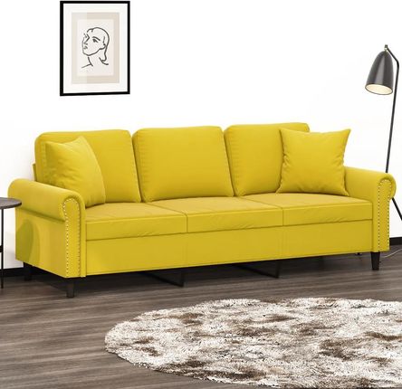 vidaXL 3-osobowa sofa z poduszkami żółta 180 cm aksamit (3200961)