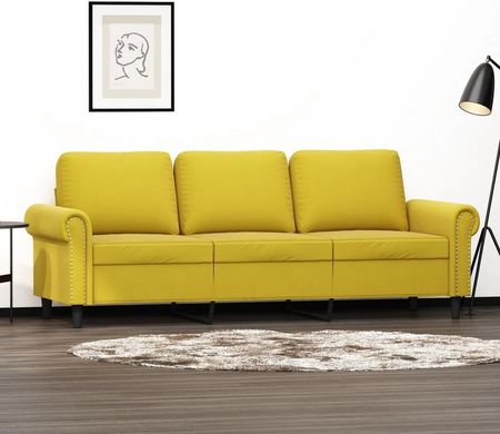 vidaXL Sofa 3-osobowa żółty 180 cm tapicerowana aksamitem (359545)