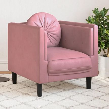 vidaXL Fotel z poduszką różowy aksamit (372625)