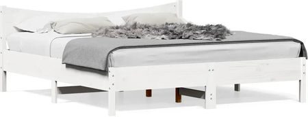 vidaXL Rama łóżka z zagłówkiem biała 180x200 cm sosnowa (3216361)