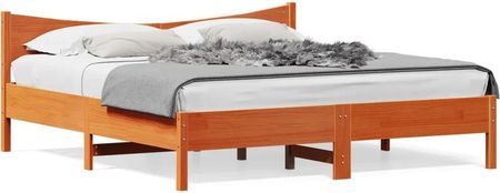 vidaXL Rama łóżka z wezgłowiem woskowy brąz 180x200 cm sosnowa (3216362)