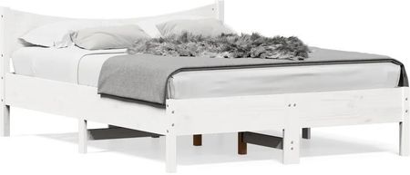 vidaXL Rama łóżka biała 135x190 cm lite drewno sosnowe (844746)