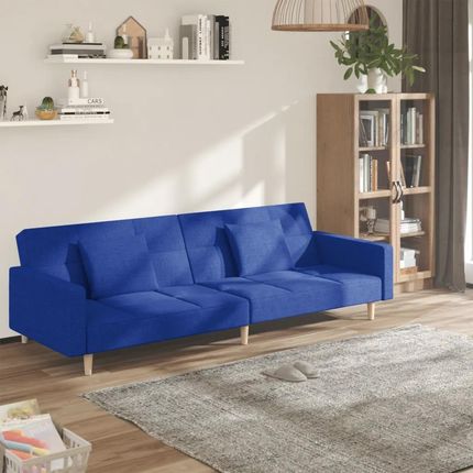 vidaXL 2-osobowa kanapa 2 poduszki niebieska tapicerowana tkaniną (375803)