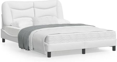 vidaXL Rama łóżka z LED biała 120x200 cm sztuczna skóra (3213921)