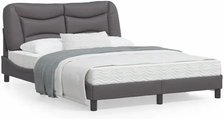 vidaXL Rama łóżka z LED szara 140x200 cm sztuczna skóra (3213937)