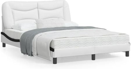 vidaXL Rama łóżka z LED biało-czarna 140x200 cm sztuczna skóra (3213940)
