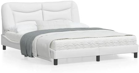 vidaXL Rama łóżka z LED biała 160x200 cm sztuczna skóra (3213942)