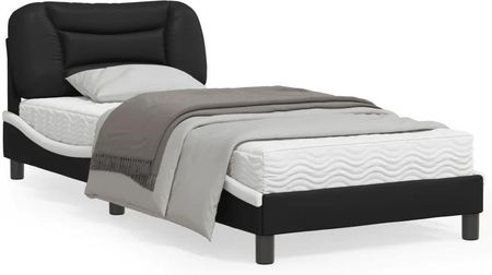 vidaXL Rama łóżka z LED czarno-biała 90x190 cm sztuczna skóra (3213904)