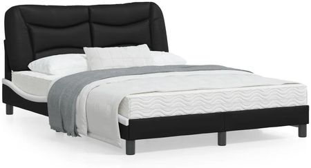vidaXL Rama łóżka z LED czarno-biała 120x200 cm sztuczna skóra (3213925)