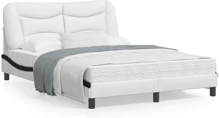 vidaXL Rama łóżka z LED biało-czarna 140x190 cm sztuczna skóra (3213933)