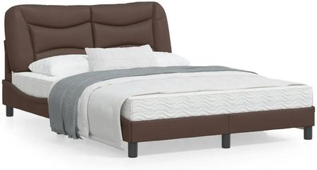 vidaXL Rama łóżka z LED brązowa 120x200 cm sztuczna skóra (3213922)