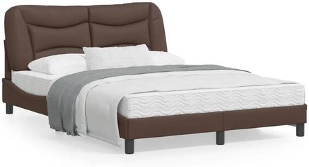 vidaXL Rama łóżka z LED brązowa 140x190 cm sztuczna skóra (3213929)