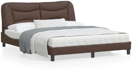 vidaXL Rama łóżka z LED brązowa 160x200 cm sztuczna skóra (3213943)