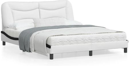 vidaXL Rama łóżka z LED biało-czarna 160x200 cm sztuczna skóra (3213947)
