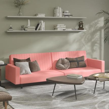 vidaXL 2-osobowa kanapa różowa tapicerowana aksamitem (375941)