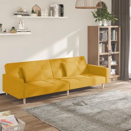 vidaXL 2-osobowa kanapa 2 poduszki żółta tapicerowana tkaniną (375804)