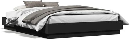 vidaXL Rama łóżka czarna 140x190 cm materiał drewnopochodny (3209871)