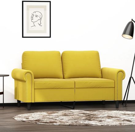 vidaXL Sofa 2-osobowa żółta 120 cm tapicerowana aksamitem (359525)