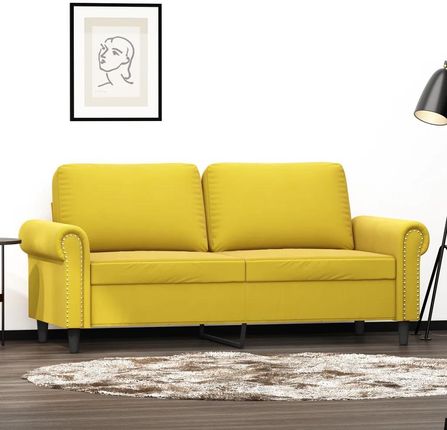 vidaXL Sofa 2-osobowa żółta 140 cm tapicerowana aksamitem (359535)