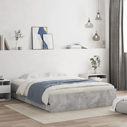 vidaXL Rama łóżka z szufladami szarość betonu 150x200 cm (3207269)