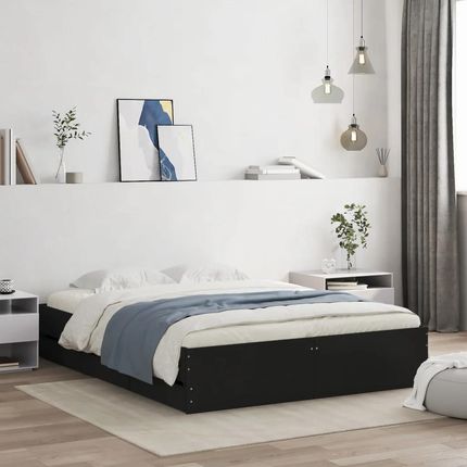 vidaXL Rama łóżka z szufladami czarna 150x200 cm (3207267)
