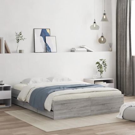 vidaXL Rama łóżka z szufladami szary dąb sonoma 150x200 cm (3207271)