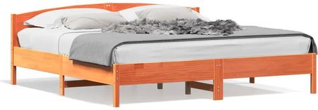 vidaXL Rama łóżka z wezgłowiem woskowy brąz 200x200 cm sosnowa (3216190)