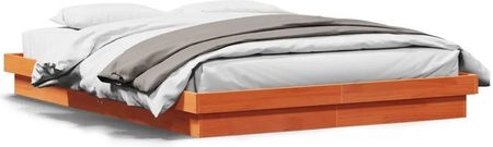 vidaXL Rama łóżka z LED woskowy brąz 160x200 cm lite drewno sosnowe (844416)