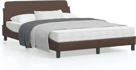 vidaXL Rama łóżka z zagłówkiem brązowa 140x190 cm sztuczna skóra (373180)