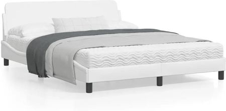vidaXL Rama łóżka z zagłówkiem biała 160x200 cm sztuczna skóra (373219)