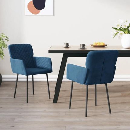 vidaXL Krzesła stołowe 2 szt. niebieskie aksamitne (344778)