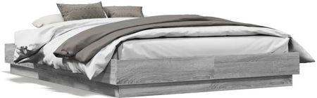 vidaXL Rama łóżka z oświetleniem LED szary dąb sonoma 120x190 cm (3209826)