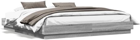 vidaXL Rama łóżka z oświetleniem LED szary dąb sonoma 200x200 cm (3209770)