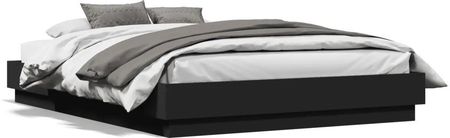 vidaXL Rama łóżka z oświetleniem LED czarna 140x190 cm (3209808)